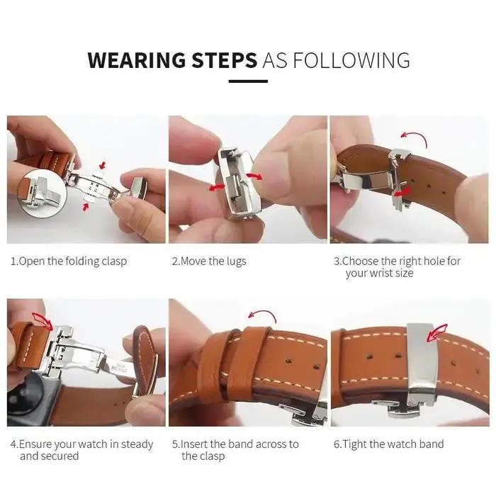 Bracelet de montre en cuir pour Apple Watch 49mm 46mm 45mm 44mm 42mm 41mm 40mm 38mm 45mm pour iWatch Series 11 10 9 8 7 6 5 4 Ultra3