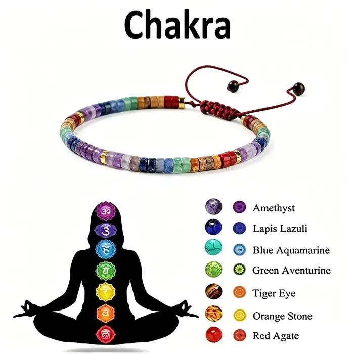 Bracelet en pierres naturelles 7 chakras, bijoux faits à la main multicolores, joli cadeau pour un usage quotidien
