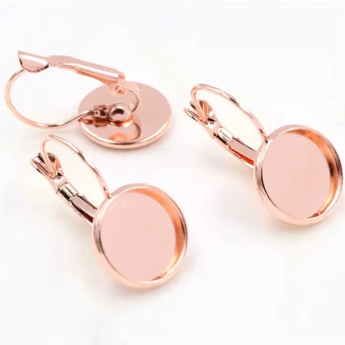 12mm 10 pcs/Lot 13 Populaire Couleurs Plaqué Français Levier Retour Boucles D'oreilles Blanc/Base, fit 12mm Verre Cabochons, Boutons, Lunettes de Boucle D'oreille