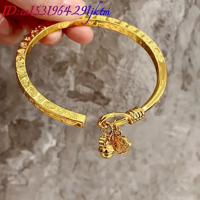 Bracelet jonc en or alluvial, accessoires de mode de luxe, charme amulette, talisman en or sablé de créateur, cadeaux pour femmes