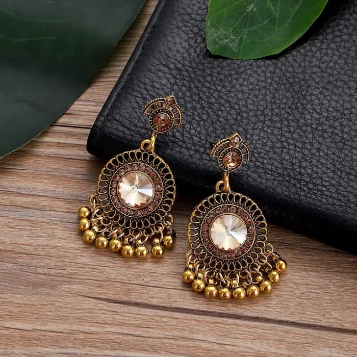 Boucles d'Oreilles Ethniques Rondes en Clip pour Femme, Accessoires de Bijoux Indiens, Vintage, en Or, avec Pompon, Cadeau de ixde Mariage, 2025