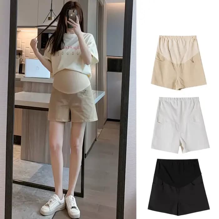 Shorts de printemps et d'été pour femmes enceintes, tenue solide, style décontracté, taille haute, nouvelle collection