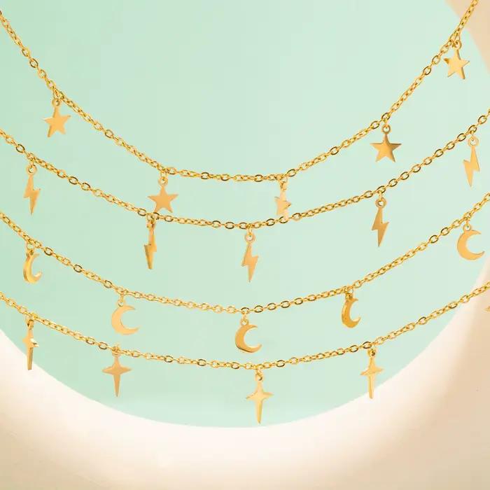 UHBINYCA Collier étoile simple et personnalisé pour filles, accessoires d'été imperméables en acier inoxydable poli