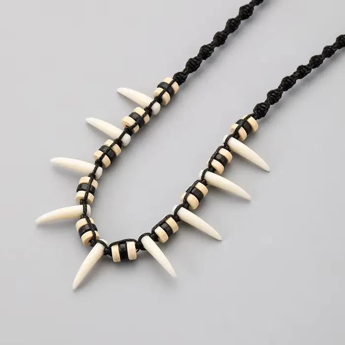 Collier dents de loup bohème tissé à la mode, collier couple, amulette, cadeau de décoration bricolage, 216.239.