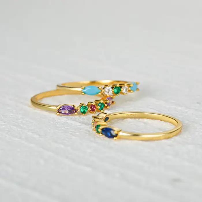 CANNER – bagues bleu ciel Turquoise violet en argent Sterling 925, plaqué or 18K, pour femmes et filles, bijoux fins, cadeaux