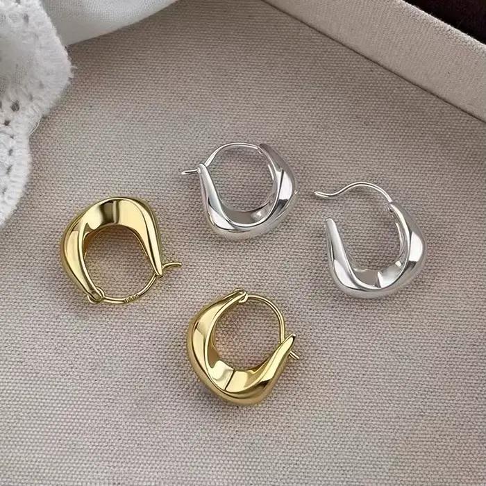 Boucles d'oreilles en argent Sterling 925 pour femmes, cercles ronds polyvalents, à la mode, pour prévenir les allergies, accessoires de bijoux, cadeaux