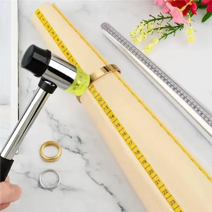 Kit d'outils de mesure de bagues avec marteau en caoutchouc pour ajuster les bagues et les bracelets, accessoires de fabrication de bijoux DIY