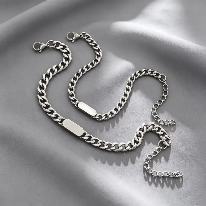 Bracelets de couple personnalisés avec nom gravé, en acier inoxydable plaqué or, chaîne épaisse pour la main, cadeau personnalisé pour les amoureux, hommes et femmes