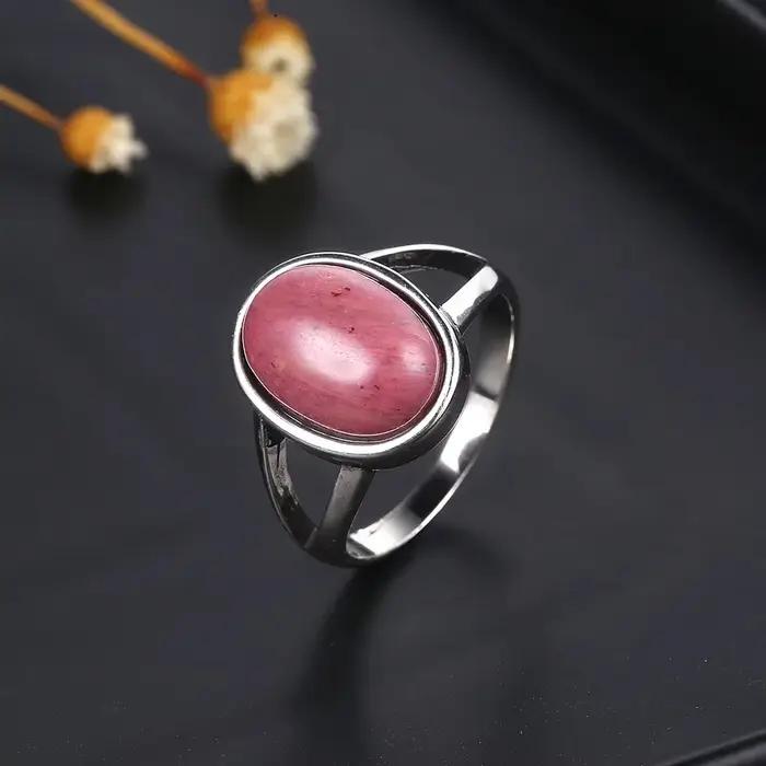 Bague simple et naturelle en œil de tigre 10*14mm, plaquée argent, bijoux pour femmes et hommes, grande pierre, bijoux vintage, cadeau
