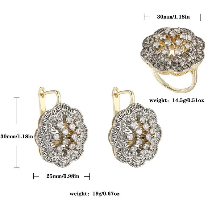 Boucles d'oreilles creuses bicolores à grande fleur, plaqué cuivre, or 14 carats, bijoux à la mode, bijoux de luxe et exquis