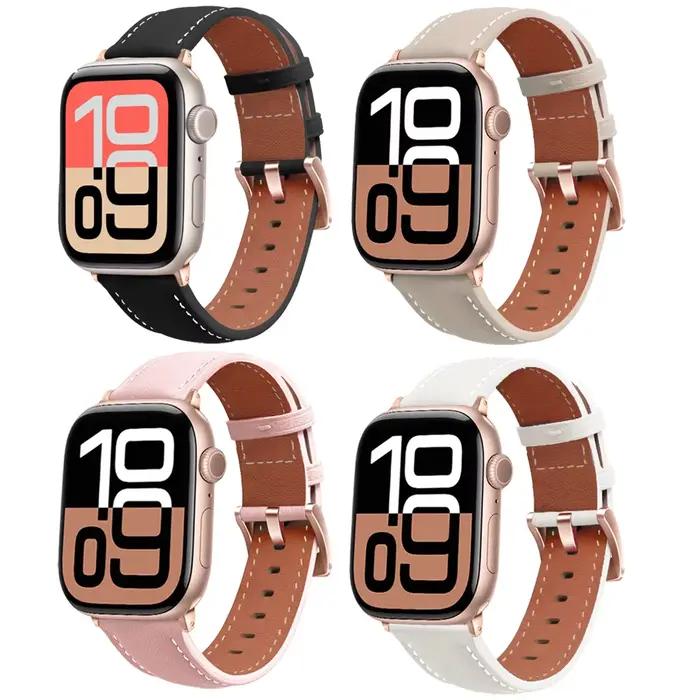 Bracelet en cuir pour homme, pour Apple IWatch série 11 10 9 8 7 6 5 4 SE 2 3, 38mm 40mm 41mm, accessoires de ceinture