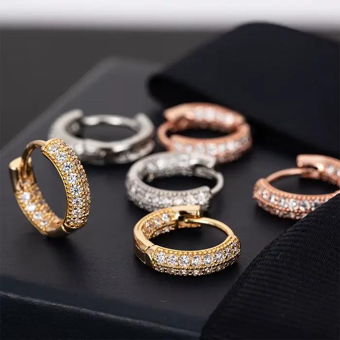 Boucles d'oreilles en argent Sterling 925, accessoires de mode, diamants scintillants, en or, petites et simples, bijoux de mariage, cadeaux de fête