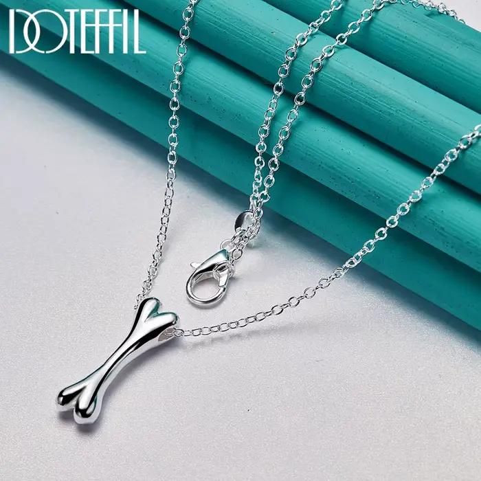 DOTEFFIL-Collier pendentif Sophia en argent regardé 925 pour homme et femme, bijoux de fête de mariage, 18 po