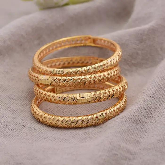 Bracelet couleur or de Dubaï pour enfants de 3 à 6 ans, 4 pièces/lot, cadeau d'anniversaire pour garçons et filles, petit bracelet plaqué or