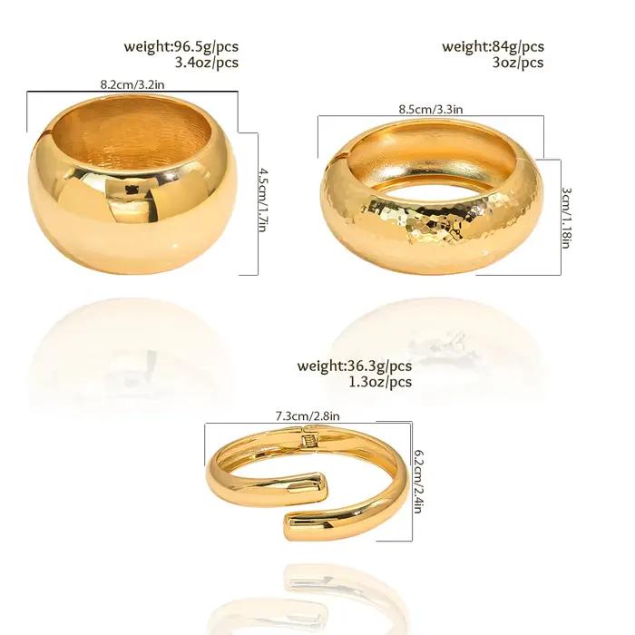GZJPEI Punk lisse printemps large Bracelet Hip Hop rond gros manchette Bracelet Simple couleur or bijoux pour femmes hommes unisexe 2025 nouveau