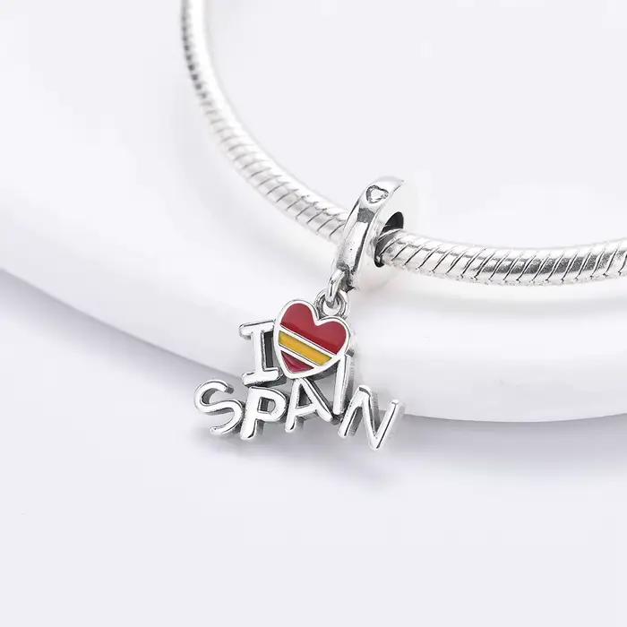 Breloques de mode en argent sterling 925, drapeaux de pays du monde (Espagne, Colombie, Brésil, Pologne), souvenir de voyage, cadeau de bijoux DIY pour femme