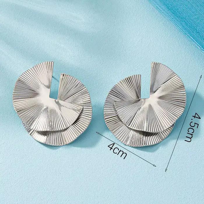 Boucles d'oreilles vintage bohème pour femmes, grandes, irrégulières, géométriques, en métal doré, pendantes, bijoux exagérés, 2024