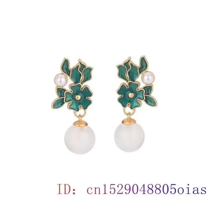 Boucles d'oreilles en perles de Jade blanc, bijoux en cristal, amulette, pierres précieuses, cadeaux à la mode, calcédoine, porte-bonheur pour femmes, Zircon naturel