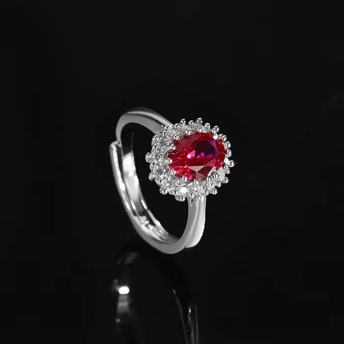 Cairn-Bague en argent S925 pour femme, bague en diamant, bijoux de fête, rouge de luxe, cadeau de travailleurs