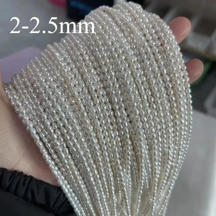 Perle d'eau douce naturelle perlée de haute qualité en forme de riz, poinçon, perles amples pour la fabrication de bijoux, accessoires de collier, Bracelet à bricoler soi-même