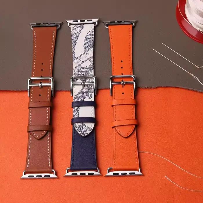 Bracelet en cuir cousu à la main pour Apple Watch, matériau PU, compatible avec Iwatch 38-49 mm, couleur aléatoire, accessoire durable et élégant