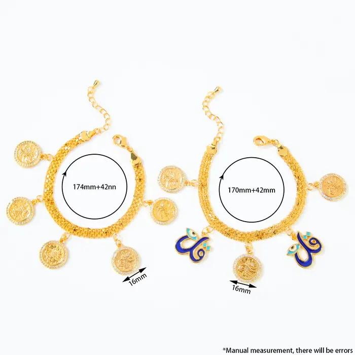 Bracelet de mode arabe plaqué or 21 carats, pièces de monnaie turques Vintage en zircone, chaînes faites à la main, bijoux de fête pour femmes de dubaï