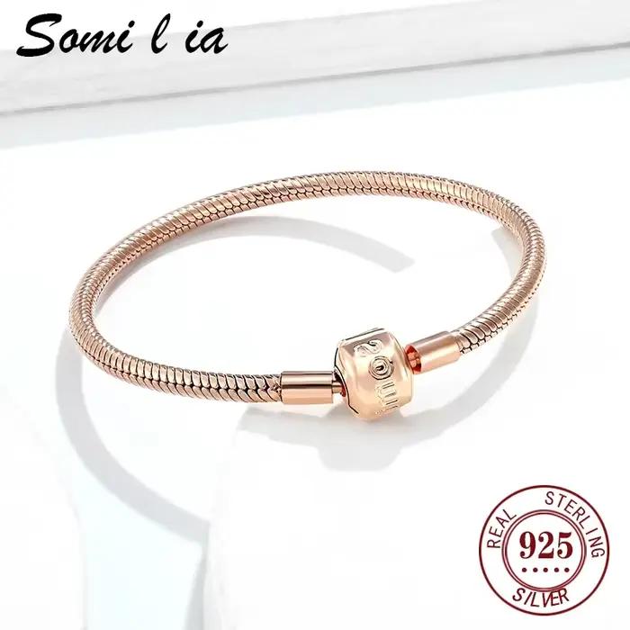 SOMILIA-925 – bracelet en argent sterling 925 pour femmes, en forme de serpent, original, à faire soi-même, bijoux exquis, série de cadeaux pour la saint-valentin