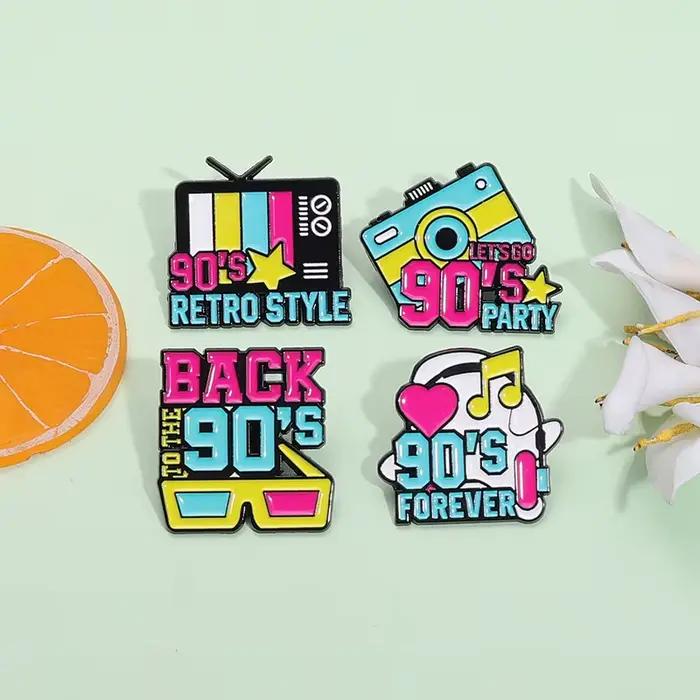 Broches en émail personnalisées Let's Go des années 90, broches nostalgiques pour vêtements, Badges à revers, bijoux rétro, cadeau pour amis