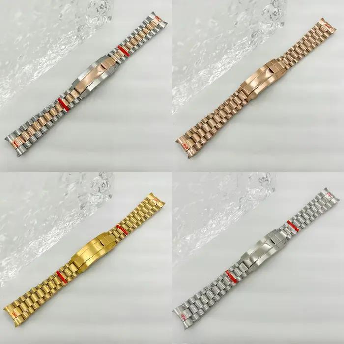 Bracelet Oyster Presidential Jubilee en acier inoxydable doré 20 mm avec fermoir Glide Lock pour montres Daytona, Submariner, DateJust