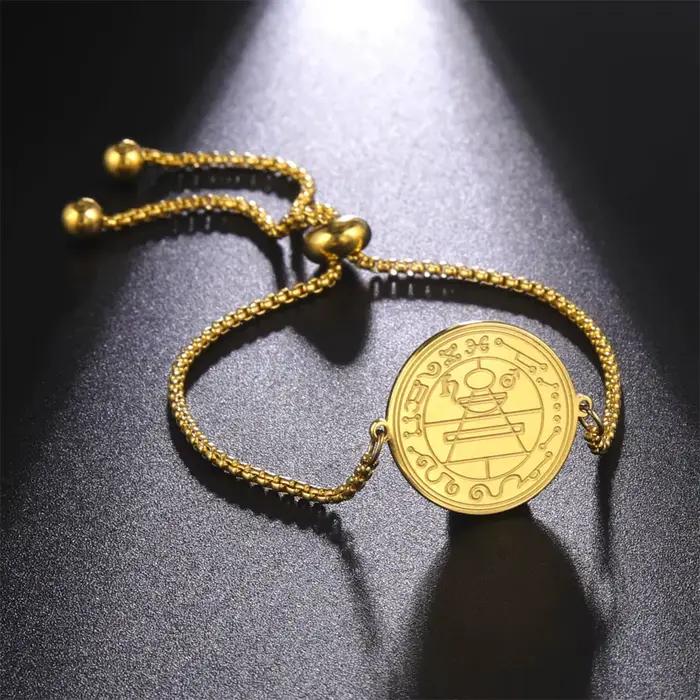 EUEAVAN Bracelet porte-bonheur vintage de protection contre la misère, sceau de Salomon, amulette de fortune, bijoux en acier inoxydable, accessoires cadeau
