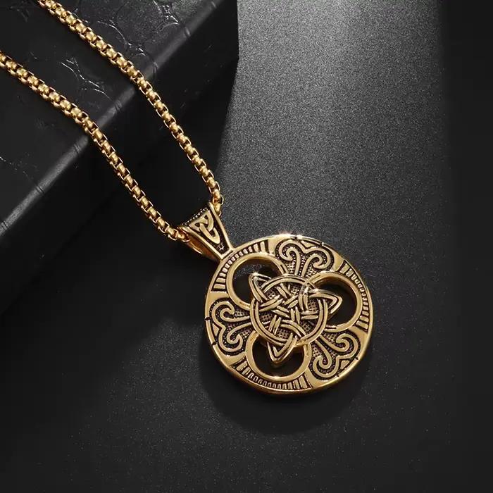 Collier rond à nœud celtique pour hommes, bijoux, amulette à Rune nordique, pull à la mode, cadeau