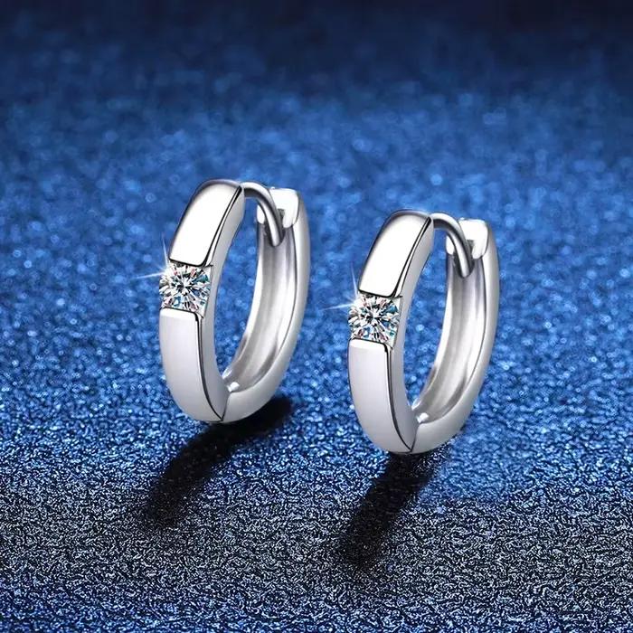 Tezzc D couleur Moissanite boucle d'oreille S925 argent Sterling plaqué or blanc boucle d'oreille pour les femmes de mariage bijoux en gros