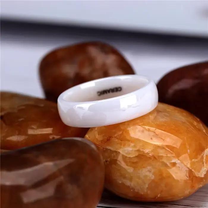 Tigrade 2/4/6mm bague en céramique blanche noir bague de fiançailles de mariage hommes femmes anneaux Anti-allergie minimaliste femme Anillos doux