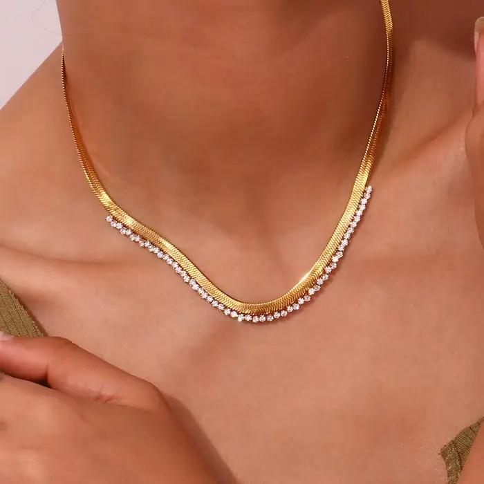 La.Muses-Collier en arête de poisson avec biscuits transparents pour femme, bijoux en acier inoxydable pour le cou, salle plate, JOTransparent