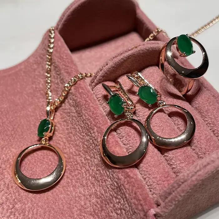 SYOUJYO – collier rond en Zircon naturel vert pour femmes, couleur or Rose brillant, luxe, fête, bijoux fins quotidiens, 585