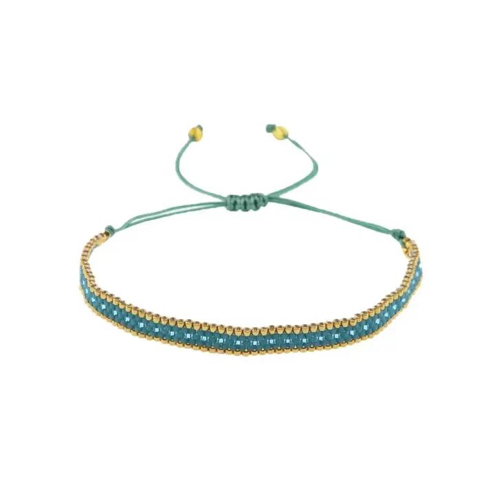 Bracelet de perles de riz couleur originalité multicouche tricot à la main bohême réglable mode Simple bracelet de perles