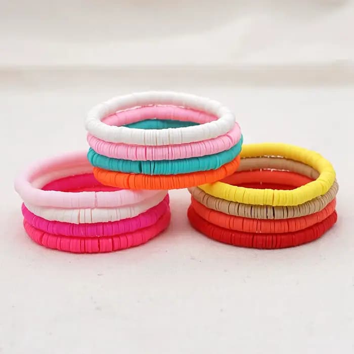 Go2Boho-Bracelet en Argile Polymère et Vinyle Heishi Africain