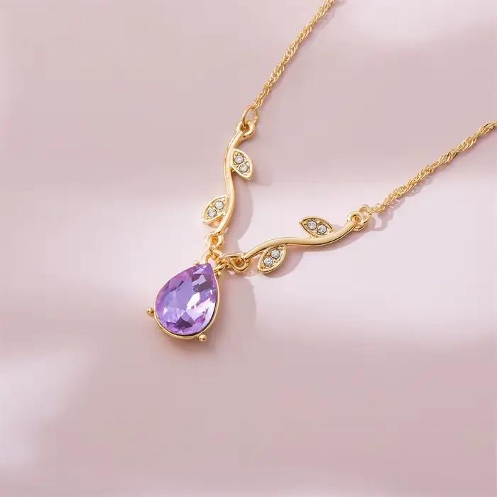 Pendentif princesse d'île Ro, collier Rose en cristal de Zircon naturel, bijoux romantiques luxueux populaires, cadeau de dessin animé identique