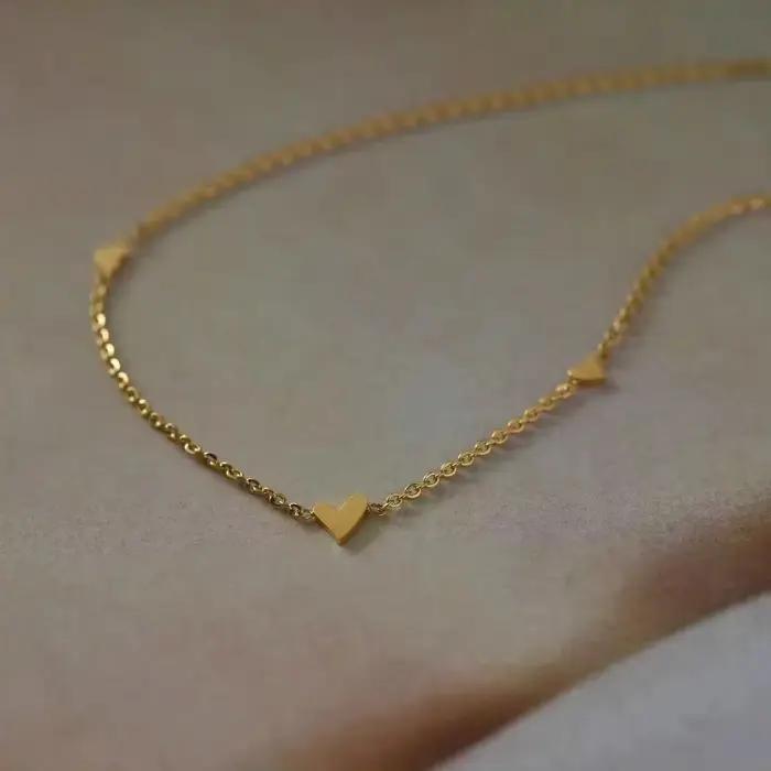 Collier pendentif coeur pour femme, bijoux en acier inoxydable, breloque pompon document or, fête de mariage moderne, luxe, nouveau, 03