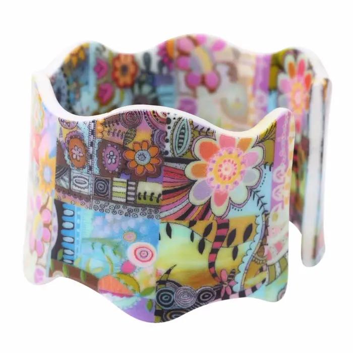 Bonsny – Bracelets large en acrylique motif fleur fraîche pour femmes, Bijoux à la mode, nouvelle collection 2017