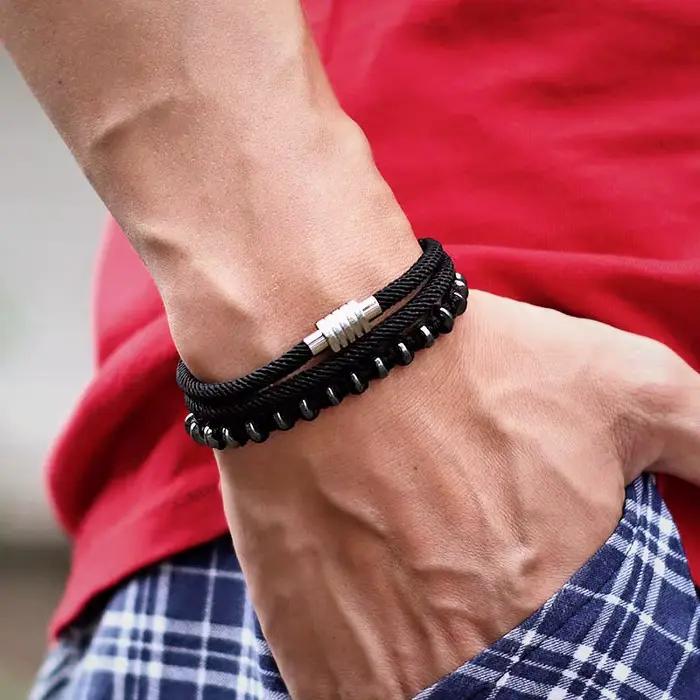 Nouveau Bracelet porte-bonheur fil rouge Homme femme ne se décolore pas en acier inoxydable Braslet Distance aimant Bracelet cadeau pour les amoureux Pulseira