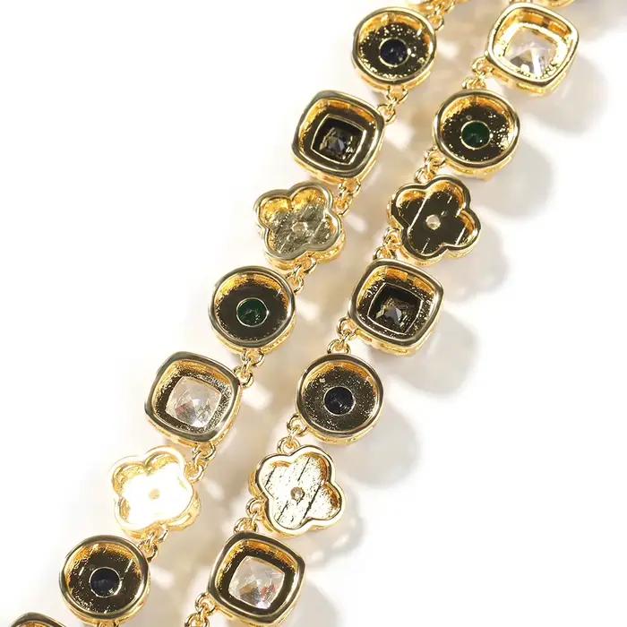 Uwin – collier carré en Zircon coloré, chaîne en émail à fleurs, entièrement glacé, Zircon cubique, ras du cou luxueux, bijoux HipHop