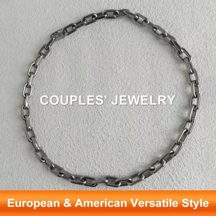 Collier en titane pur - Style polyvalent européen et américain, bijoux pour couples, hypoallergénique, chaîne unisexe de 8 mm pour la peau