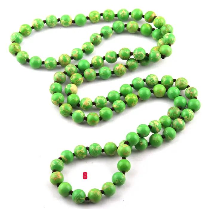 Bijoux bohème pour femmes, perles d'empereur, pierres semi-précieuses, long collier noué, cadeau de Festival