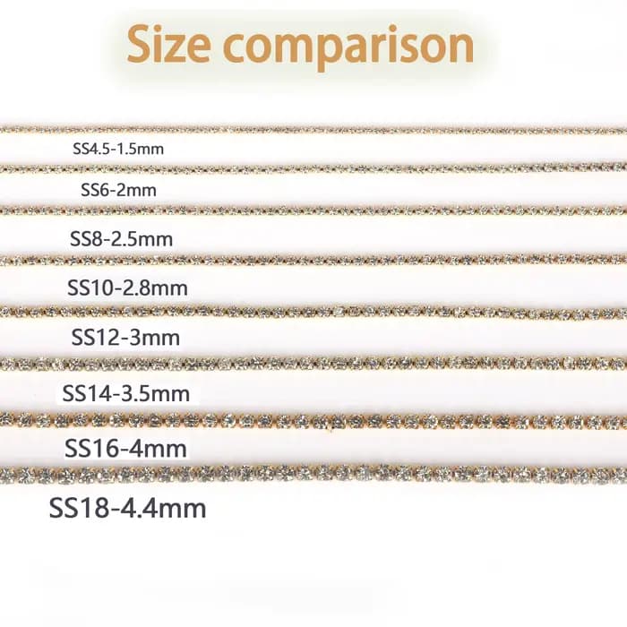 VC 1/5 yards SS6-SS18(1.5mm-4.5mm) argent/or rouge Base cristal strass chaîne couture verre strass tasse chaîne