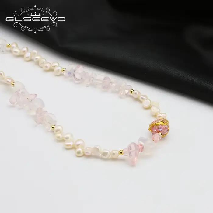 GLSEEVO-Collier Élégant en Perles Blanches pour Femme, Breloque en Clip Naturel, Baroque, Doux, Bijoux de ixde Mariage, Cadeaux, 2024