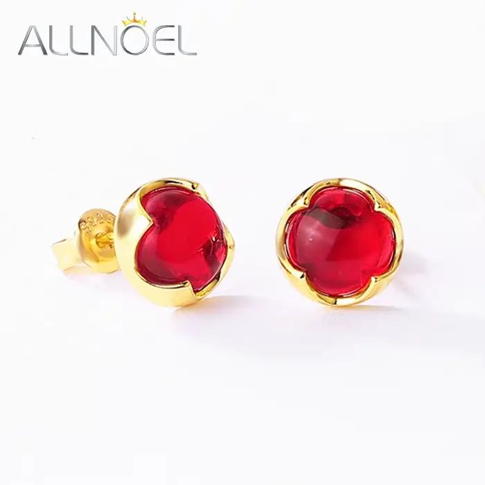 ALLNOEL-Boucles d'oreilles à tige en argent regardé 925 pour femme, pierres précieuses colorées, style bonbon, papeterie Alanding Yst, cadeau de grenat pour les travailleurs, bijoux