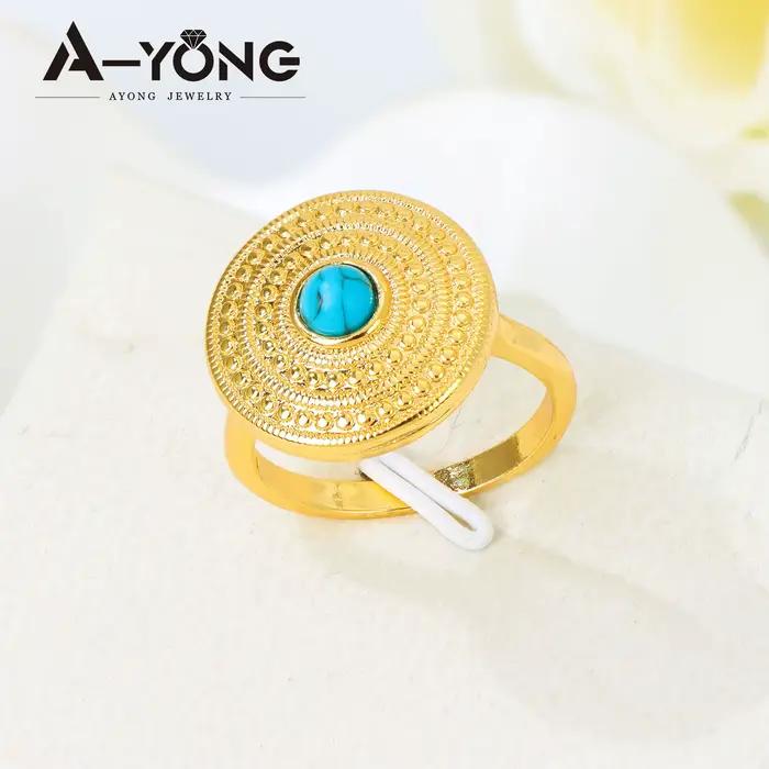 Ensemble de bijoux Turquoise plaqué or 24 carats, collier de mariée éthiopien, Bracelet, boucles d'oreilles, bijoux de mariage pour femmes arabes, mode dubaï