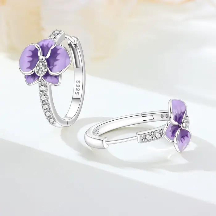 MISEFF – boucles d'oreilles en argent Sterling S925, fleur d'orchidée, bleu et violet, style Vintage, bijoux polyvalents à la mode, cadeau d'anniversaire