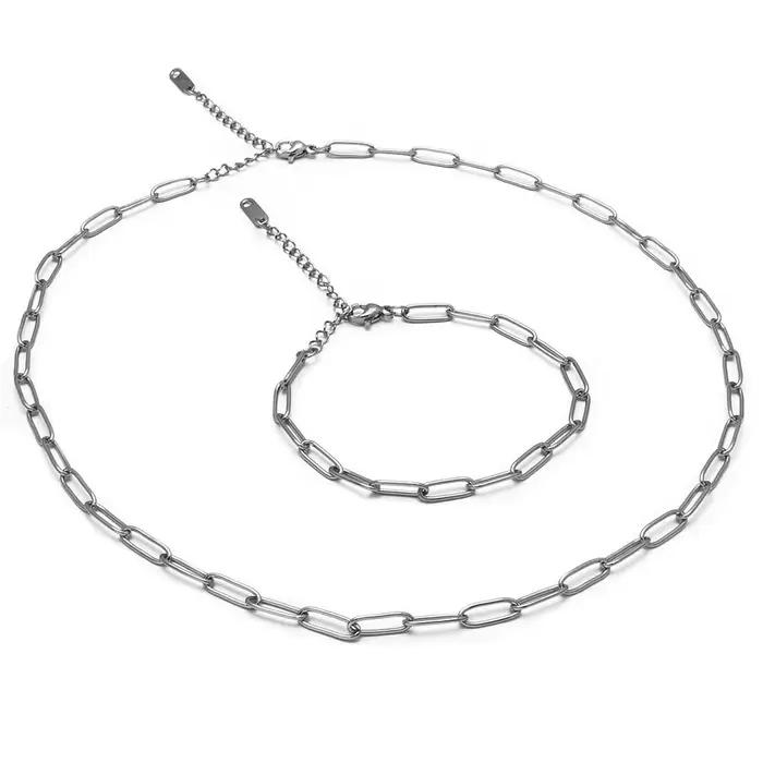 Collier et Bracelet en chaîne dorée pour femmes, 1 pièce, bijoux en trombone à maillons de chaîne délicats et simples